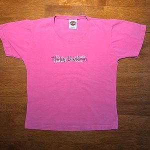 Pink Deluxe HD Gillette Wyoming Harley Davidson T-shirt. Size Med